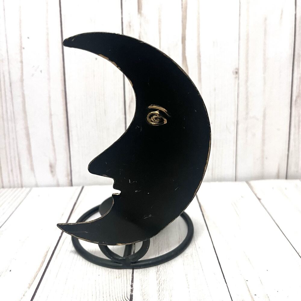 Vintage Y2k CELESTIAL Moon Metal Candle Holder 90’s Whimsygoth